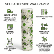 Self Adhesive Wallpaper White Green Circle Texture 10 Meter - Image 4