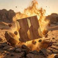 Non Self Adhesive Trapezium Gold Wood 3D Panel