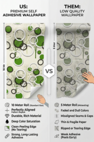 Self Adhesive Wallpaper White Green Circle Texture 10 Meter - Image 3