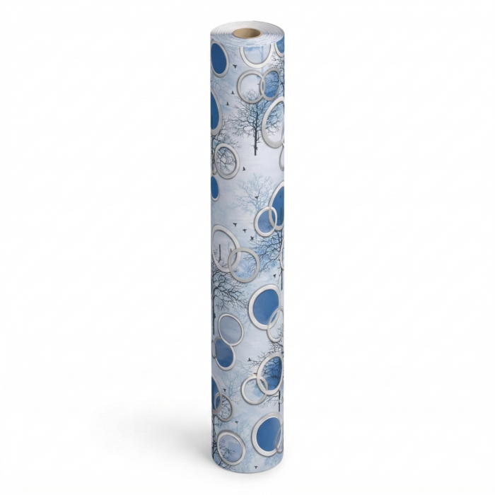 Self Adhesive Wallpaper White Blue Circle Texture 10 Meter - Image 2
