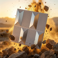 Non Self Adhesive Trapezium White Silver 3D Panel