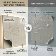 PVC Soft Grass cloth Style Texture Ceramic Foam Sheet 2X2 ft - Image 4