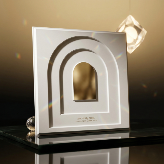 Non Self Adhesive Gold Arc Haven White 3D Panel - Image 2