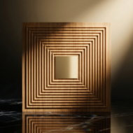 Non Self Adhesive Golden Wood Rectangular Pattern 3D Panel - Image 2