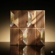 Non Self Adhesive Trapezium Gold Wood 3D Panel - Image 2