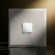 Non Self Adhesive Golden White Rectangular Pattern 3D Panel - Image 2