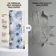 Self Adhesive Wallpaper White Blue Circle Texture 10 Meter - Image 4