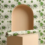 Self Adhesive Wallpaper White Green Circle Texture 10 Meter - Image 6