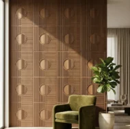 Non Self Adhesive Axis Orbit Metallic Wood 3D Panel - Image 3