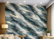 Self Adhesive Teal Texture UV Marble Sheet (Gold Foil) - Image 3