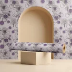 Self Adhesive Wallpaper White Purple Circle Texture 10 Meter