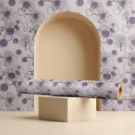 Self Adhesive Wallpaper White Purple Circle Texture 10 Meter