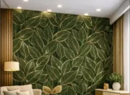 Self Adhesive Green Leaf Texture UV Marble Sheet (Gold Foil) - Image 3