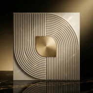 Non Self Adhesive Golden Crescent Spiral White Pattern 3D Panel - Image 2