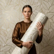 Self Adhesive White Leaf Texture UV Marble Sheet (Gold Foil)