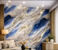 Self Adhesive Blue UV Marble Sheet (Gold Foil) - Image 3