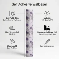 Self Adhesive Wallpaper White Purple Circle Texture 10 Meter - Image 3