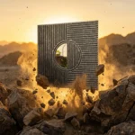 Non Self Adhesive Axis Orbit Dark Blue Gold 3D Panel