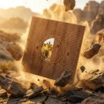 Non Self Adhesive Axis Orbit Wood Gold 3D Panel