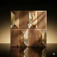 Non Self Adhesive Trapezium Gold Wood 3D Panel - Image 2