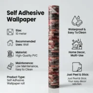 Self Adhesive Wallpaper Colourful Bricks Texture 10 Meter - Image 3