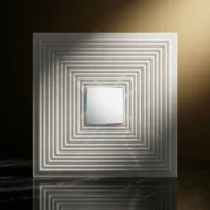 Non Self Adhesive Golden White Rectangular Pattern 3D Panel - Image 2