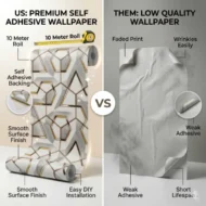 Self Adhesive 3D Gilded Hexagon Relief Texture 10 Meter - Image 4