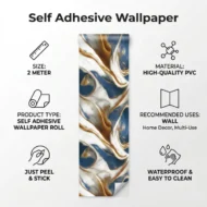 Self Adhesive White Blue Abstract Texture Wallpaper Roll 2 Meter - Image 3