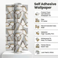 Self Adhesive White Shape Texture Wallpaper Roll 2 Meter - Image 3
