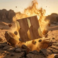 Non Self Adhesive Trapezium Gold Wood 3D Panel