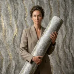 Self Adhesive Grey UV Marble Sheet (Gold Foil)