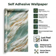 Self Adhesive White Green Yellow Line Texture Wallpaper Roll 2 Meter - Image 4