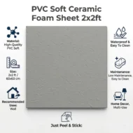 PVC Soft Grey Texture Ceramic Foam Sheet 2X2 ft - Image 3
