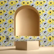 Self Adhesive Wallpaper Yellow Blue Flowers Texture 10 Meter