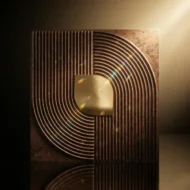 Non Self Adhesive Golden Crescent Spiral Chocolate Pattern 3D Panel - Image 2