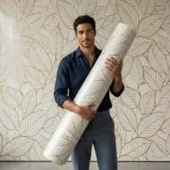 Self Adhesive White Leaf Texture UV Marble Sheet (Gold Foil) - Image 2