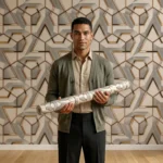 Self Adhesive 3D Gilded Hexagon Relief Texture 10 Meter