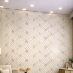 Self Adhesive Angular Maze Parquet Pattern UV Marble Sheet (Gold Foil)