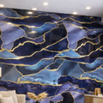 Self Adhesive Deep Sea Agate & Liquid Gold Pattern UV Marble Sheet