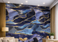 Self Adhesive Deep Sea Agate & Liquid Gold Pattern UV Marble Sheet