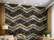 Self Adhesive Black Texture UV Marble Sheet (Gold Foil)