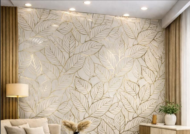 Self Adhesive White Leaf Texture UV Marble Sheet (Gold Foil)