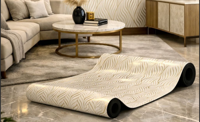 Self Adhesive Abstract Golden Leaf Flame Pattern UV Marble Sheet - Image 2