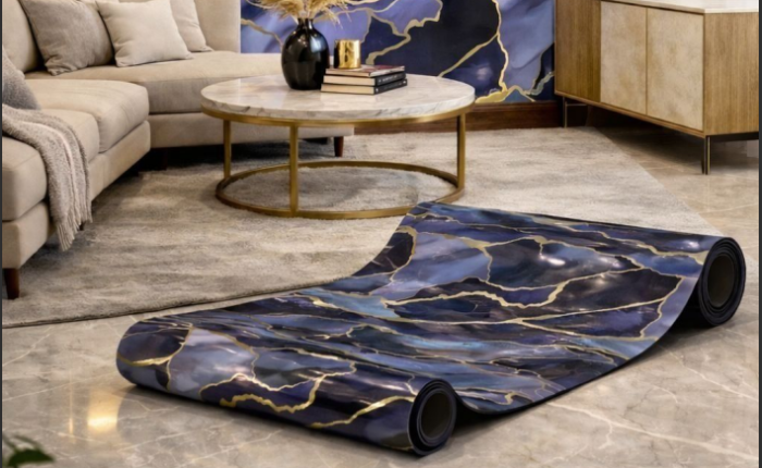 Self Adhesive Deep Sea Agate & Liquid Gold Pattern UV Marble Sheet - Image 2