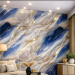 Self Adhesive Blue UV Marble Sheet (Gold Foil)