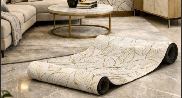 Self Adhesive White Leaf Texture UV Marble Sheet (Gold Foil) - Image 2