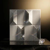 Non Self Adhesive Trapezium White Silver 3D Panel - Image 2