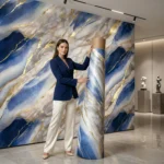 Self Adhesive Blue UV Marble Sheet (Gold Foil)