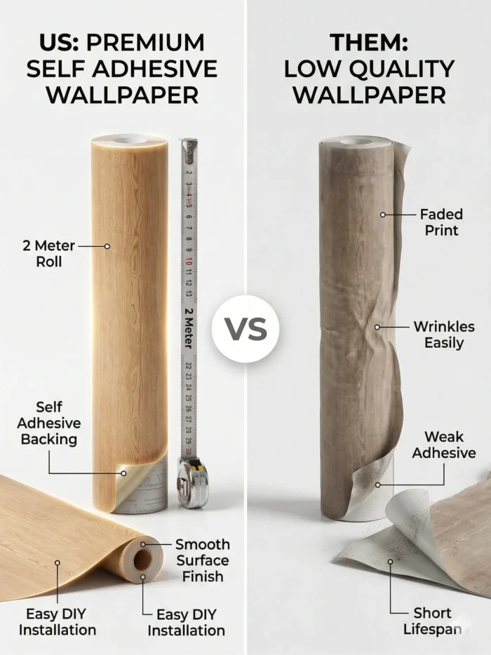 Self Adhesive Light Brown Shade Texture Wallpaper Roll 2 Meter - Image 3