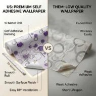 Self Adhesive Wallpaper White Purple Circle Texture 10 Meter - Image 4